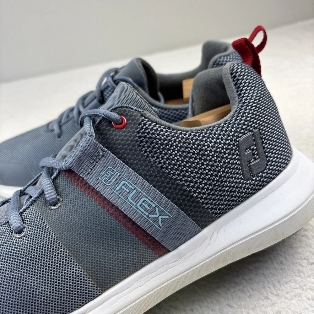 FOOTJOY Flex Spikeless Golf Shoes Mens 10 Gray/Red Lightweight Performance